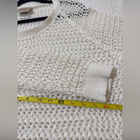 Artisans The Art of Apparel Sweater Sz L White Loose Open Knit Sheer Artsy - Picture 12 of 13